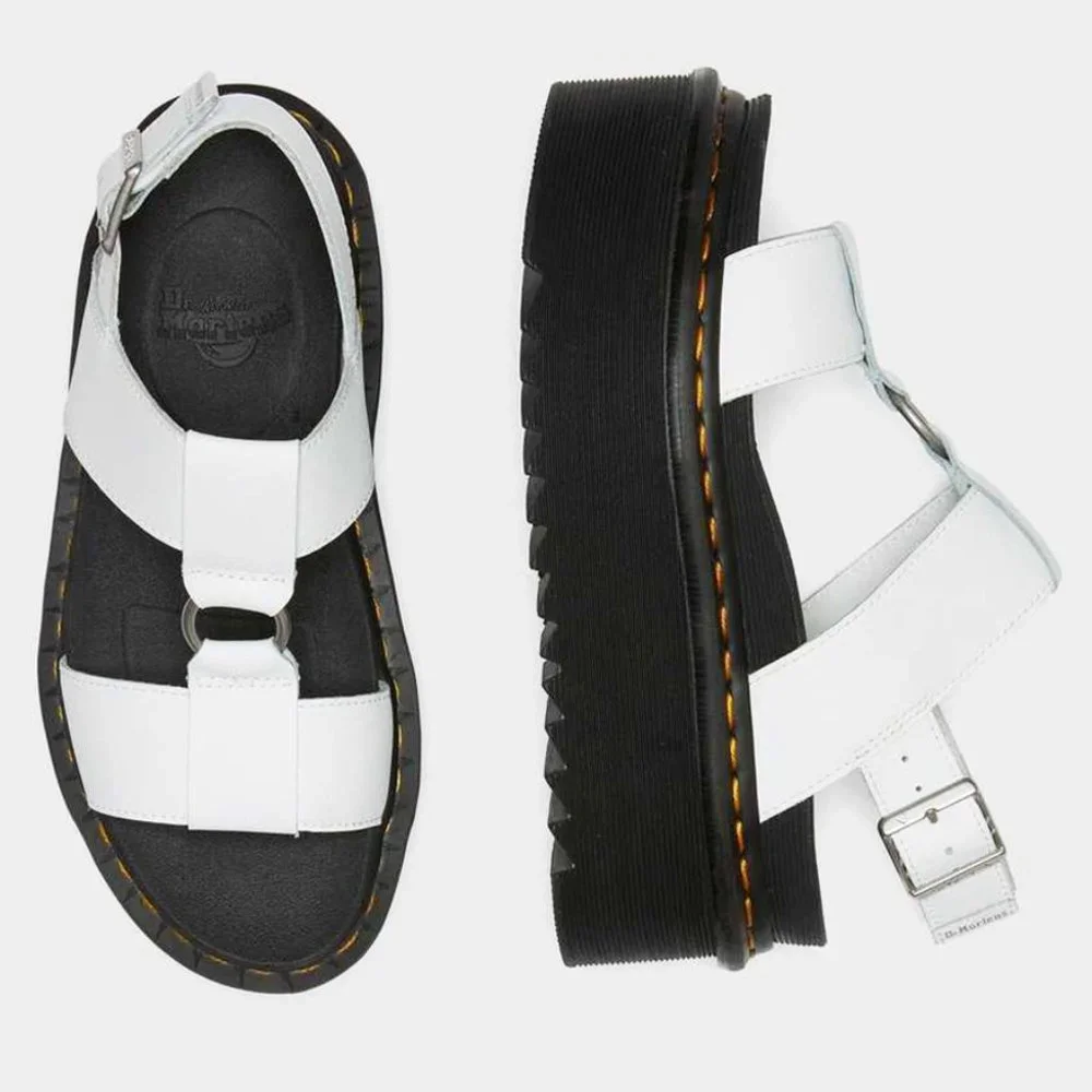 Dr. Martens Francis White Leather Strap Platform Sandal